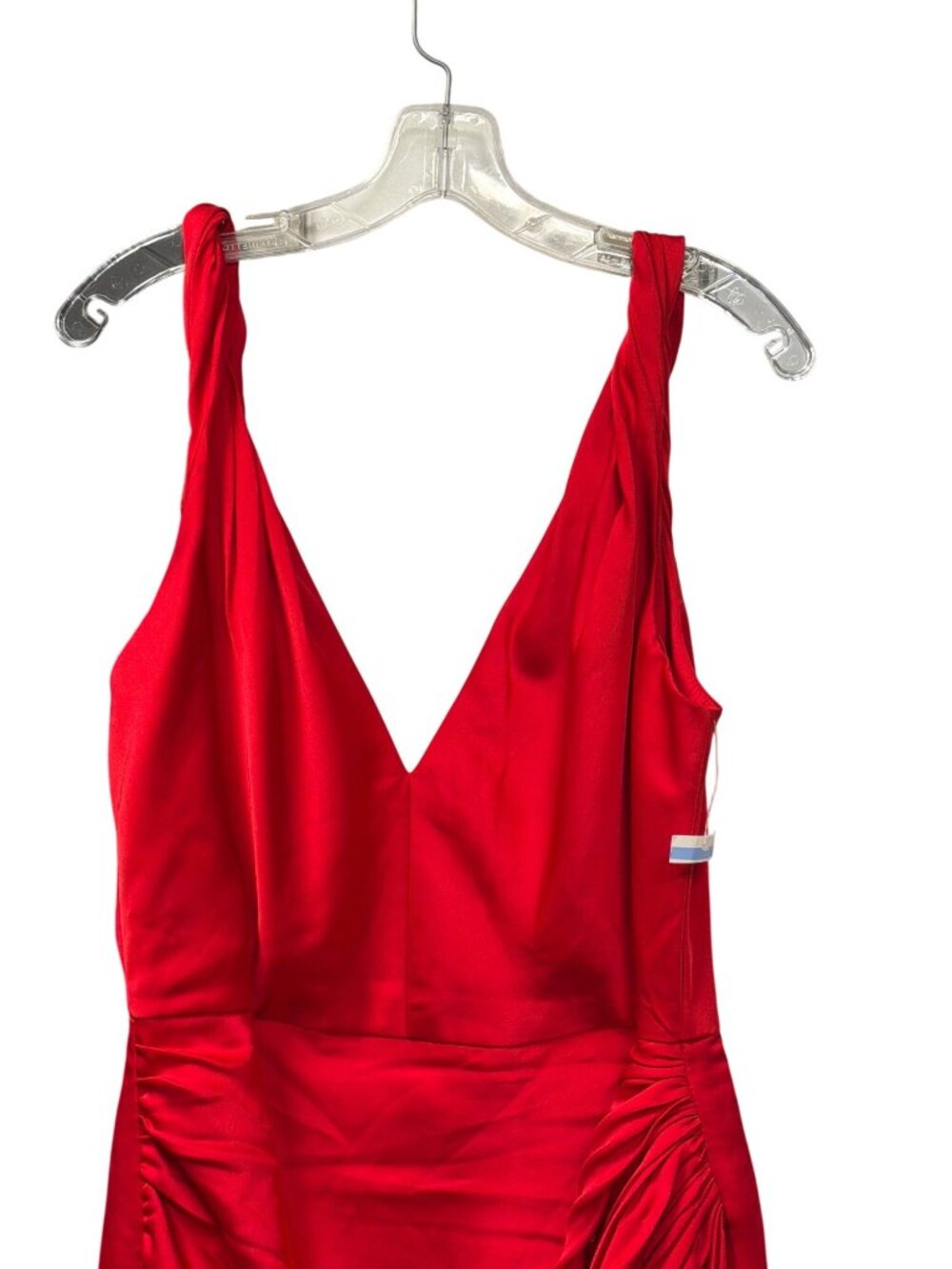 Halston Red Sleeveless Knot-Strap Satin Gown Size 14 New - Picture 7 of 12